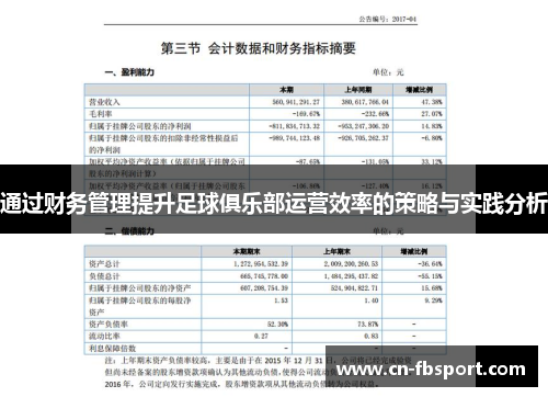 通过财务管理提升足球俱乐部运营效率的策略与实践分析