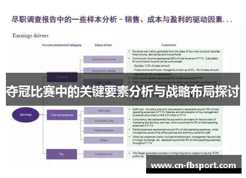 夺冠比赛中的关键要素分析与战略布局探讨